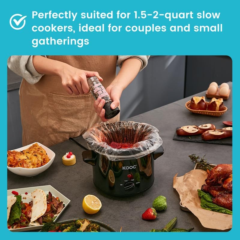 KOOC Slow Cooker Liners 10"x13" 10 count Small Size Disposable Pot Liners Cooking Bags Fit 1.5 qt to 2 qt Pot BPA Free Fresh Locking Seal Design - Image 5